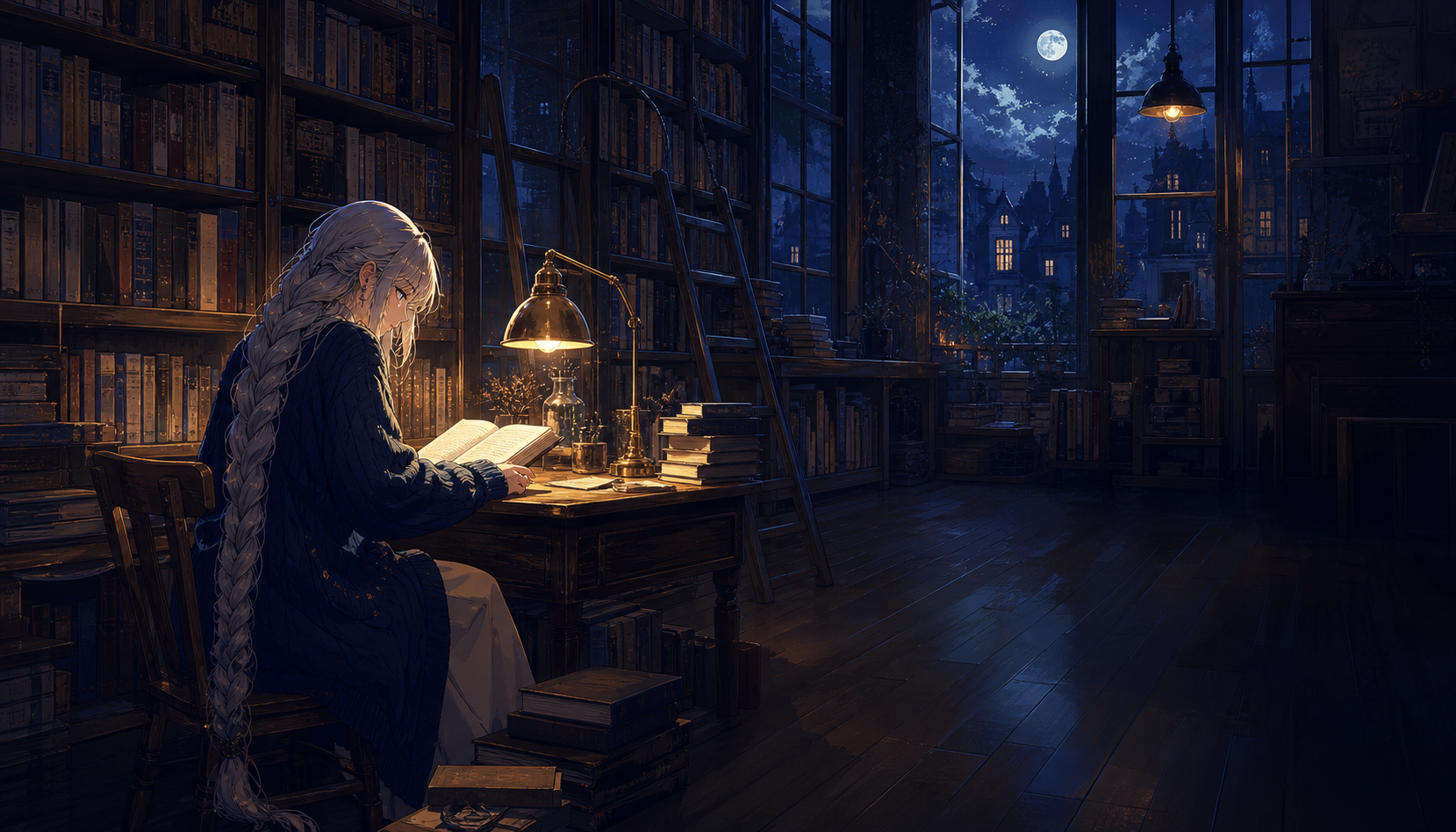 Moonlit Bookshop local wallpaper preview