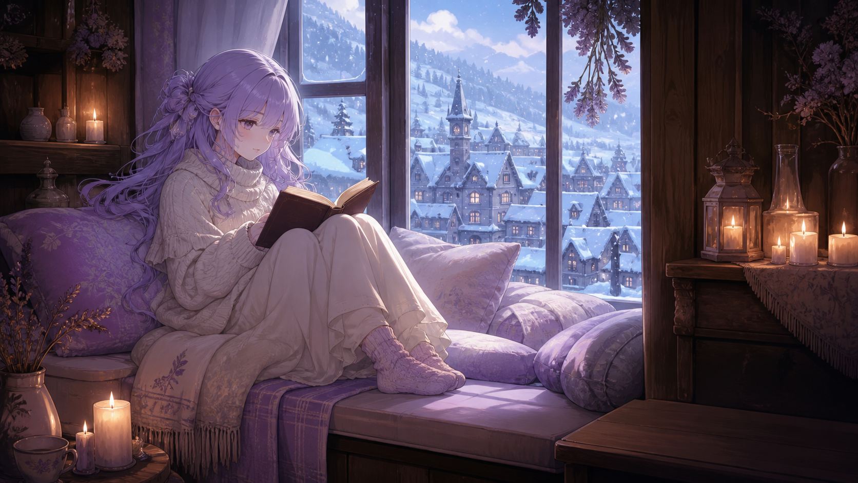 Snowy Reading Nook local wallpaper preview
