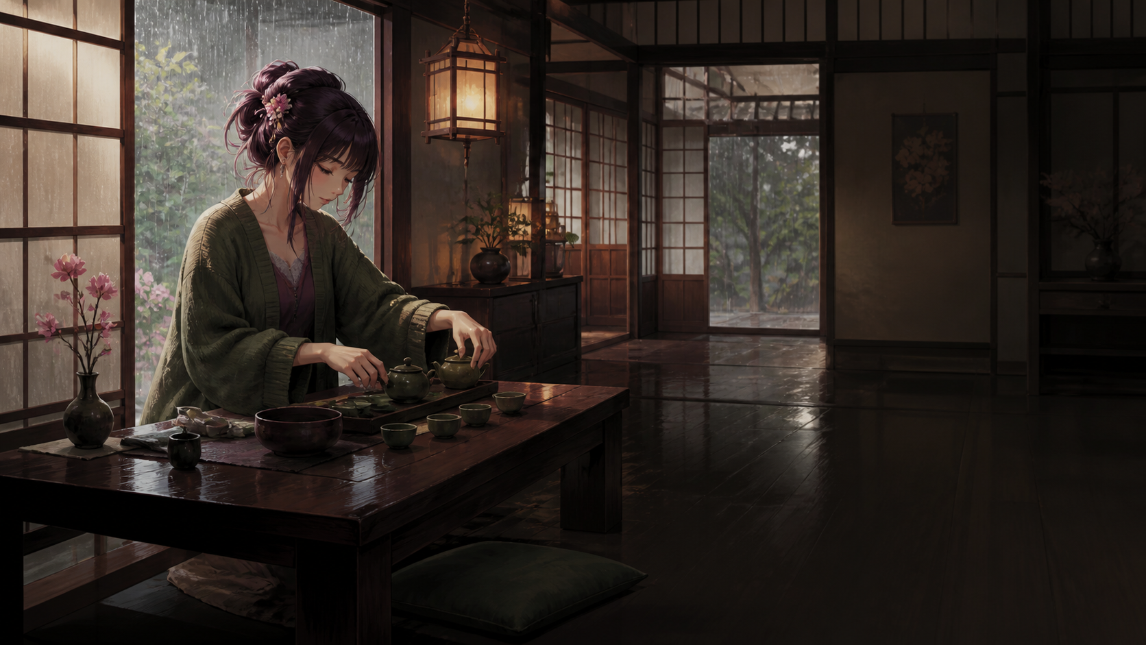 Tea House Rain local wallpaper preview